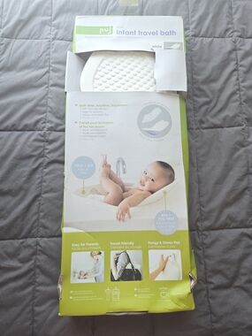 Puj White Flyte Infant Travel Bath - Compact Foldable Baby Tub